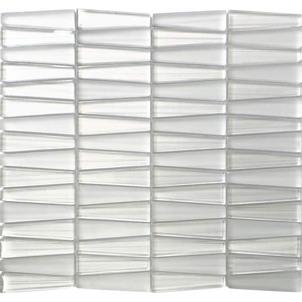 Apollo Tile White 4 in. x 5 in. Triangle Polished and Matte Finished Glass Mosaic Tile Sample (0.13 sq. ft./Piece)