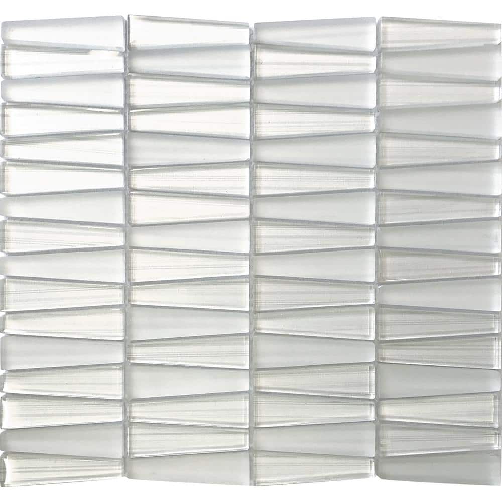 White Glass Trapezoid Mosaic Wall Tile