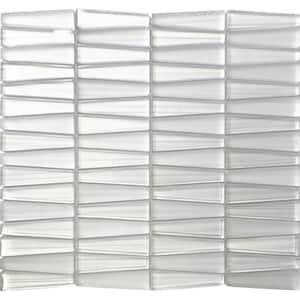 White 12 in. x 12.9 in. Triangle Polished and Matte Finished Glass Mosaic Tile (5.38 sq. ft./Case)