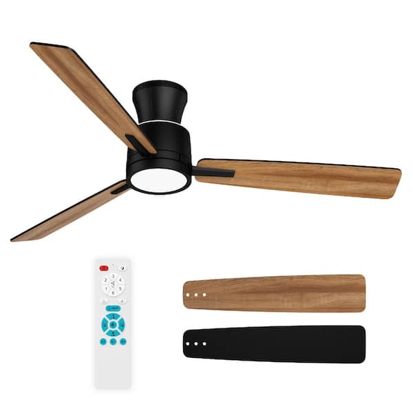 S3 Series 52 in.Indoor Black Ceiling Fan, with Dimmable LED Light and Bedroom Mood Light, Reversible Blades and DC Motor