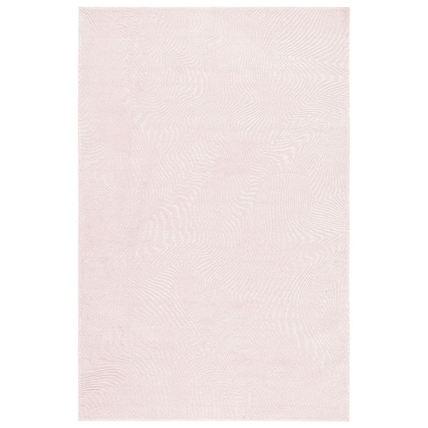 Revive 9 ft. x 12 ft. Pink/Ivory Solid Abstract Wavy Area Rug