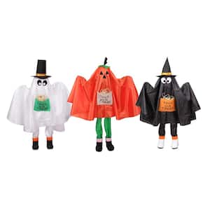 36 in. Ghost Pumpkin and Bat Standing Halloween Kid Figures (Set of 3)