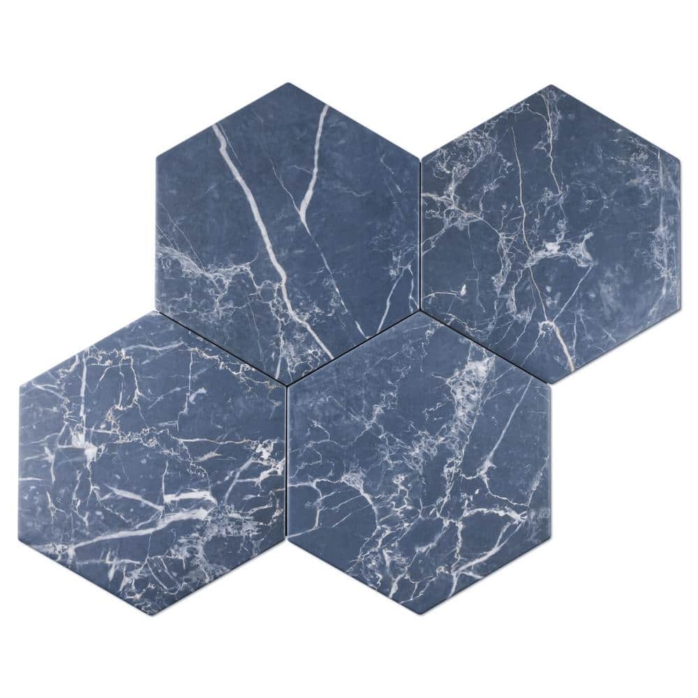 Elegance Blue Hexagon Matte Porcelain Wall and Floor Tile