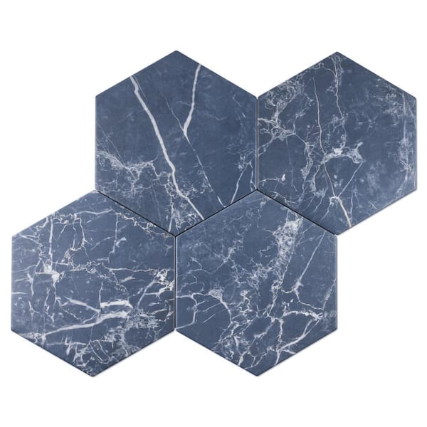 MOLOVO Elegance Blue Hexagon 7.87 in. x 9.45 in. Matte Porcelain Floor and Wall Tile (9.9 sq. ft./Case)