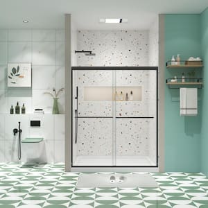 48 in. L x 48 in. W x 70 in. H Shower Door/Enclosure in Matte Black