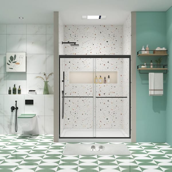60 in. L x 48 in. W x 70 in. H Shower Door/Enclosure in Matte Black