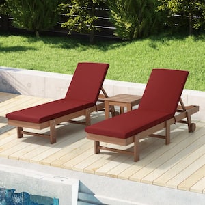 FadingFree (Set of 2) 23 in. x 30 in. x 2.5 in. Outdoor Patio Chaise Lounge Chair Cushion Set in Red