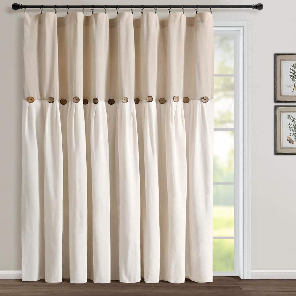 HOMEBOUTIQUE Button 100 in. W x 84 in. L Light Filtering Window Curtain ...
