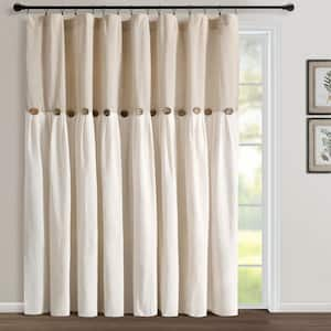 Button 100 in. W x 84 in. L Light Filtering Window Curtain Panel in Linen Single