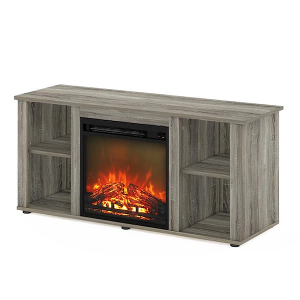 Furinno Jensen 47.2 in. French Oak Grey TV Stand Fits TV's up to 55 in. with Electric Fireplace