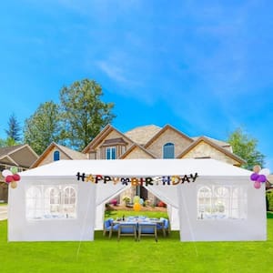 10 ft. x 30 ft. White Gazebo Party Tent with 8 Side Walls