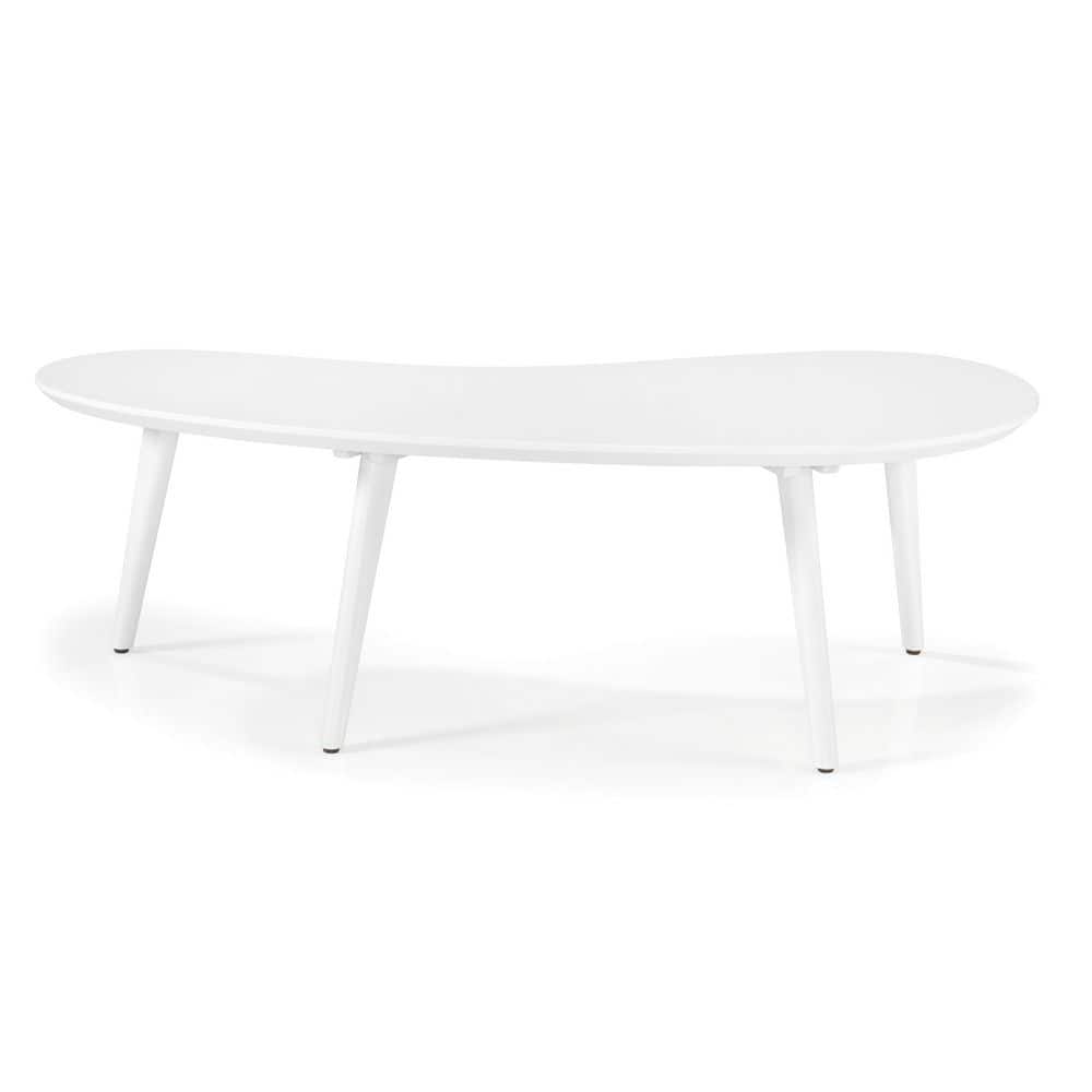 White Oval Solid Wood Mid-Century Modern Coffee Table