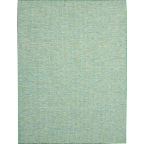 Positano Blue/Green 9 ft. x 12 ft. Solid Contemporary Indoor/Outdoor Patio Area Rug