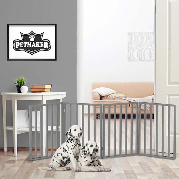 Petmaker 72 in. x 24 in. Wooden Freestanding Gray Pet Gate