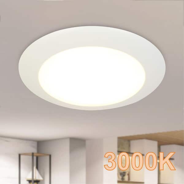 7.3 in. Modern Round Matte White Integrated LED Flush Mount Ceiling Light 3000K Bright White Dimmable Disk Light