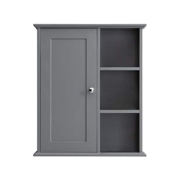 23.6 in. W x 27.6 in. H Rectangular Gray Wood Surface Mount Medicine Cabinet without Mirror, Wall Cabinet with Shelf