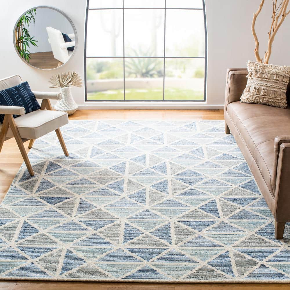 Handmade Abstract Blue Wool 6' x 9' Tufted Area Rug
