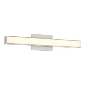 Vantage 24 in. 1-Light Brushed Nickel CCT LED Vanity Light Bar with Double Layer Clear and White Acrylic Shade
