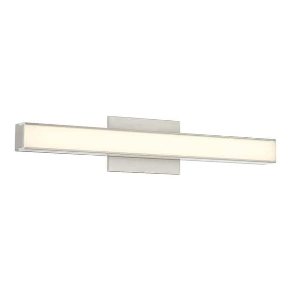 Minka Lavery Vantage 24 in. 1-Light Brushed Nickel CCT LED Vanity Light Bar with Double Layer Clear and White Acrylic Shade