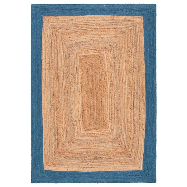 SAFAVIEH Natural Fiber Beige/Blue 8 ft. x 10 ft. Woven Border Area Rug