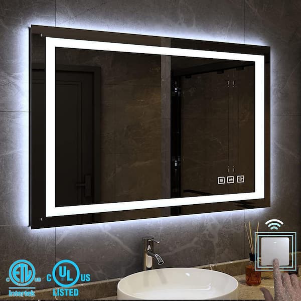 waterpar Super Bright 24 in. W x 40 in. H Rectangular Frameless Anti-Fog LED Wall Bathroom Vanity Mirror with Front Light