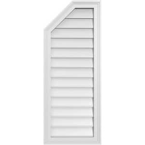 16 in. x 40 in. Octagonal Surface Mount PVC Gable Vent: Decorative with Brickmould Frame
