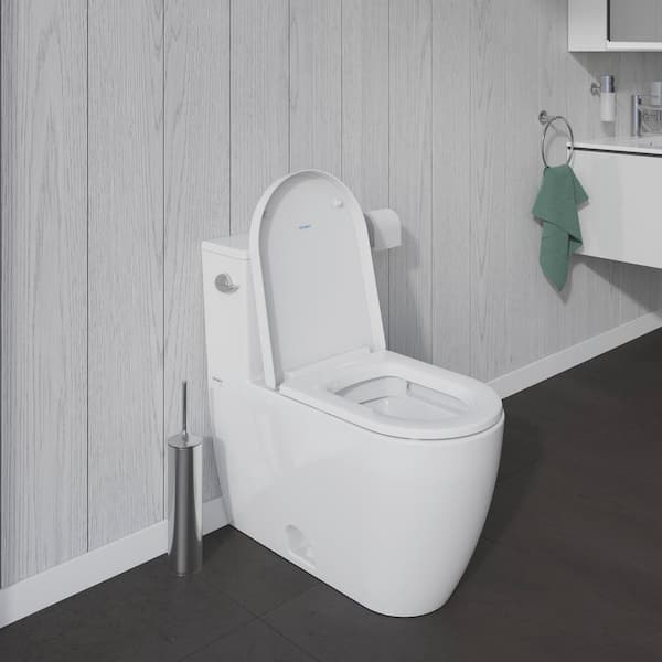 Duravit Toilet Seat Me By Starck (compact), Soft Close Toilet Seat, Urea Thermoset Toilet Lid, Toilet Cover With Stainless Steel Hinges, Shortened Version (Compact), White Satin Matt - View #2