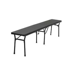 73 in. Black Plastic Portable Folding Banquet Table (Set of 2)