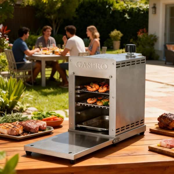 Infrared Portable Table Top Propane Gas Grill Griddle in Stainless Steel with Grilling Tool Set