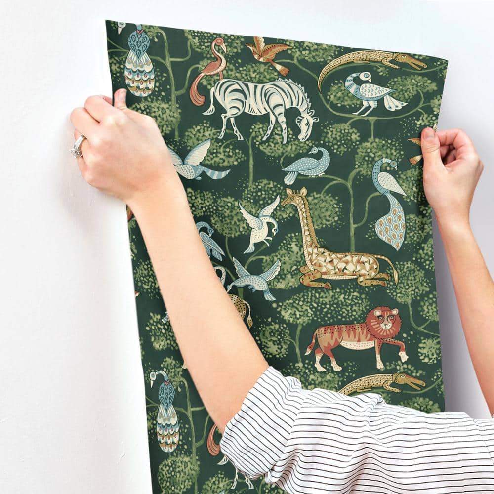 Rigby Green Jungle Animals Non-Woven Wallpaper