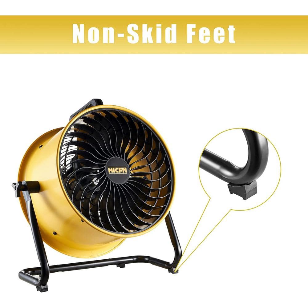 Edendirect 16 in. 3 Speeds Heavy Duty High Velocity Turbo Floor Fan in Yellow with Adjustable Head