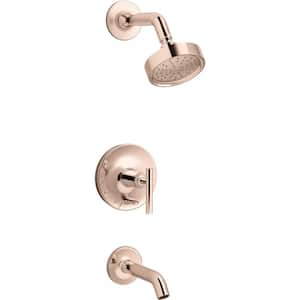 Purist Rite-Temp 1-Handle 1.75 GPM Bath and Shower Trim Kit in Vibrant Rose Gold (Valve Not Included)