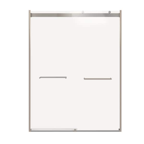 Luxor 60 in. W x 78 in. H Sliding Frameless Shower Door in Brushed Nickel with Tempered Glass
