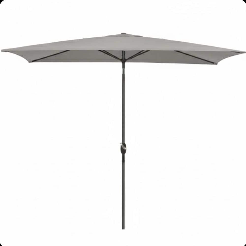 6.5 ft. Rectangular Metal Market Crank and Tilt Outdoor Patio Umbrella in Gray price history on PriceWatchPro