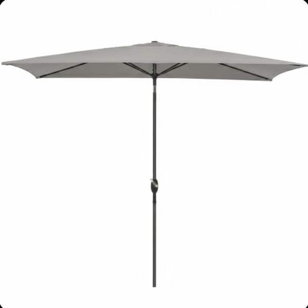 6.5 ft. Rectangular Metal Market Crank and Tilt Outdoor Patio Umbrella in Gray