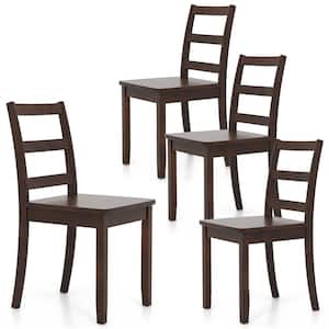 Brown Dining Chairs Ladder Back Armless Side Chair w/Solid Rubber Wood Legs Set of 4