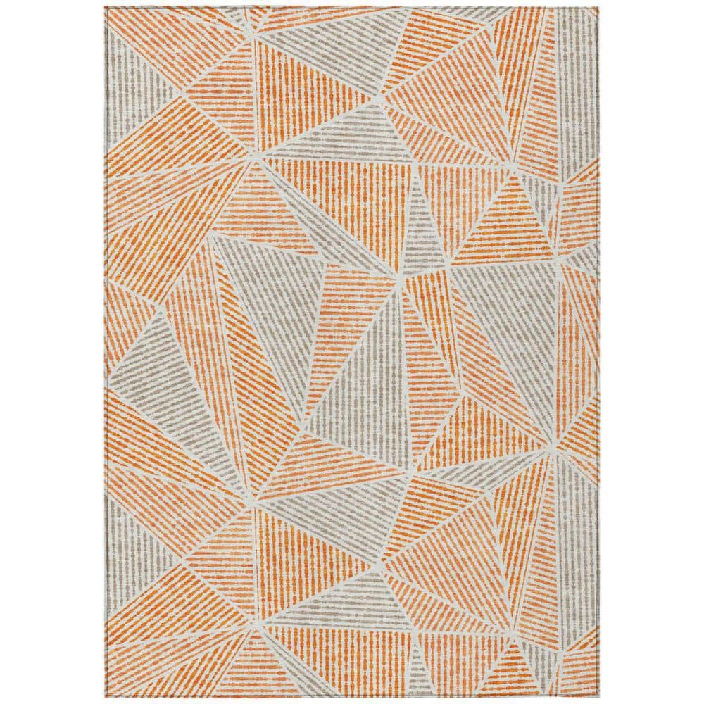 Orange, Gray, Silver 10 ft. x 14 ft. Woven Geometric Polyester Rectangle Indoor/Outdoor Area Rug price history on PriceWatchPro