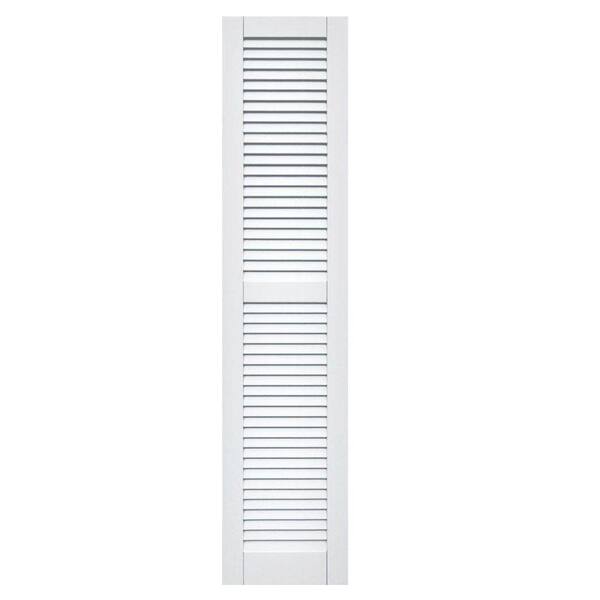 Winworks Wood Composite 15 in. x 68 in. Louvered Shutters Pair #631 White