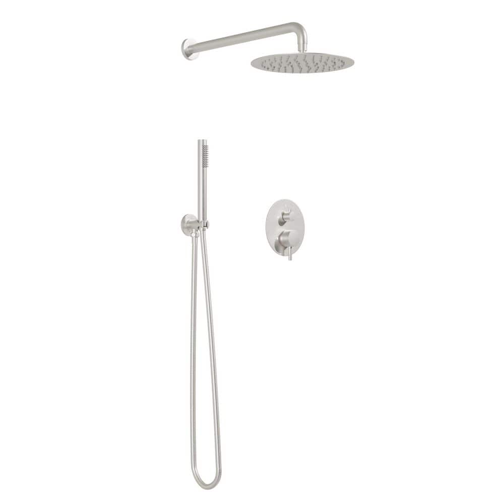 Single Handle 2-Spray 10 in. Shower Faucet 2.5 GPM with Pressure Balance Valve, 2-Function Shower Head in Brushed Nickel price history on PriceWatchPro