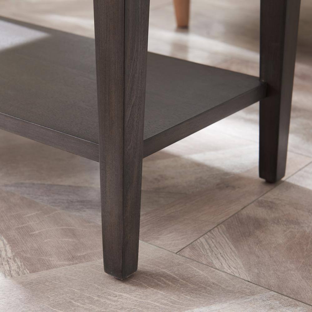 Anthracite and Pewter Rectangular Side Table with Drawer and Shelf