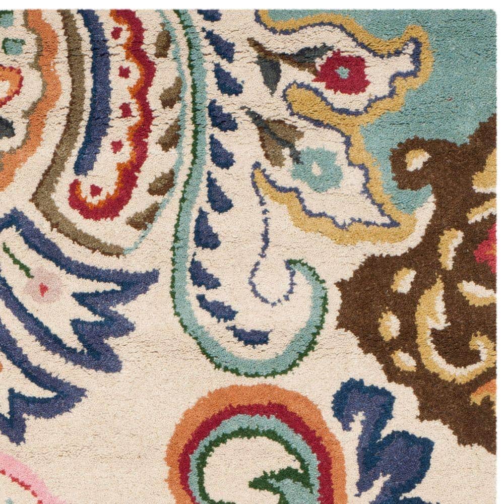 Ivory and Blue Hand-Tufted Wool 3' x 5' Area Rug