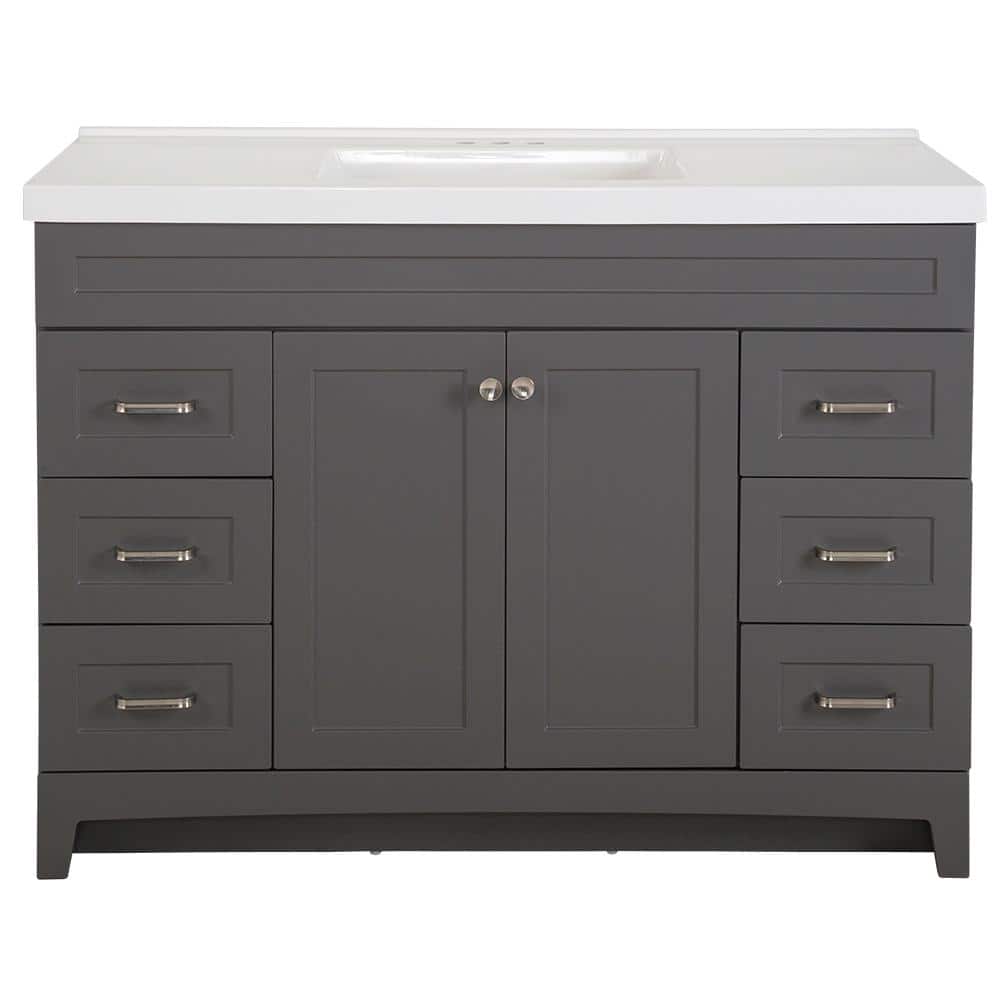 Home Decorators Collection Thornbriar 49 In W X 22 In D X 37 In H Bath Vanity In Cement W Cultured Marble Vanity Top In White W White Sink Tb48p2v9 Ct The Home Depot