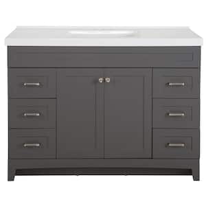 Thornbriar 49 in. W x 22 in. D x 37 in. H Single Sink Freestanding Bath Vanity in Cement with White Cultured Marble Top