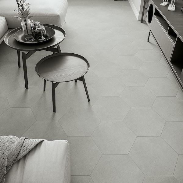 Ivy Hill Tile Klyda Gray 12.6 in. x 14.5 in. Matte Hexagon Porcelain Floor  and Wall Tile (10.51 sq. ft. / Case) EXT3RD106090 - The Home Depot