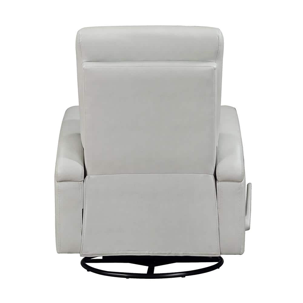 Gray Faux Leather Swivel Recliner with Tufted Back