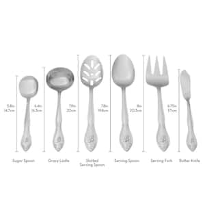 Rose Monogrammed Letter A 46-Piece Silver Stainless Steel Flatware Set (Service for 8)