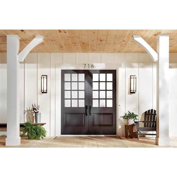 Camden 22.5 in. 2-Light Anvil Iron Outdoor Hardwired Wall Lantern Sconce with No Bulbs Included (1-Pack)