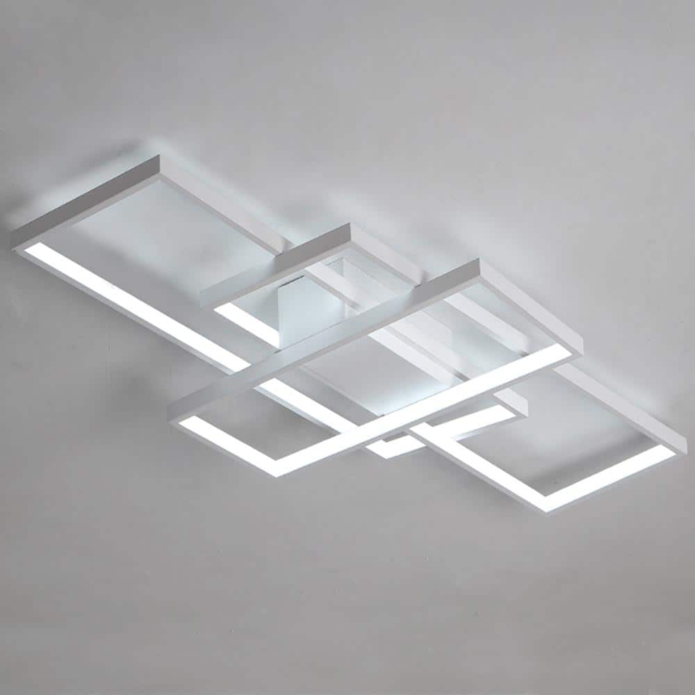 OUKANING 43.3 in. 1-Light Modern White Selectable LED Square Acrylic  Dimmable Flush Mount Ceiling Light with Remote HG-HJWJL-2301 The Home  Depot