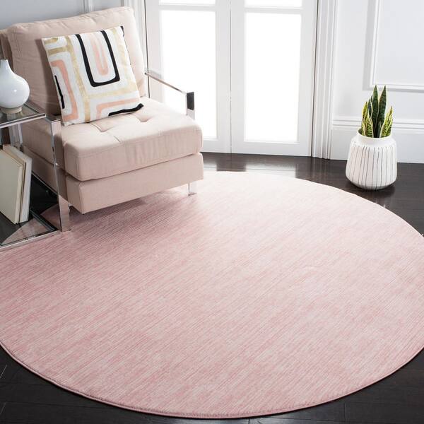 Vision Pink 5 ft. x 5 ft. Solid Marle Round Area Rug