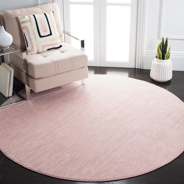 Vision 8 ft. x 8 ft. Pink Solid Color Round Rug